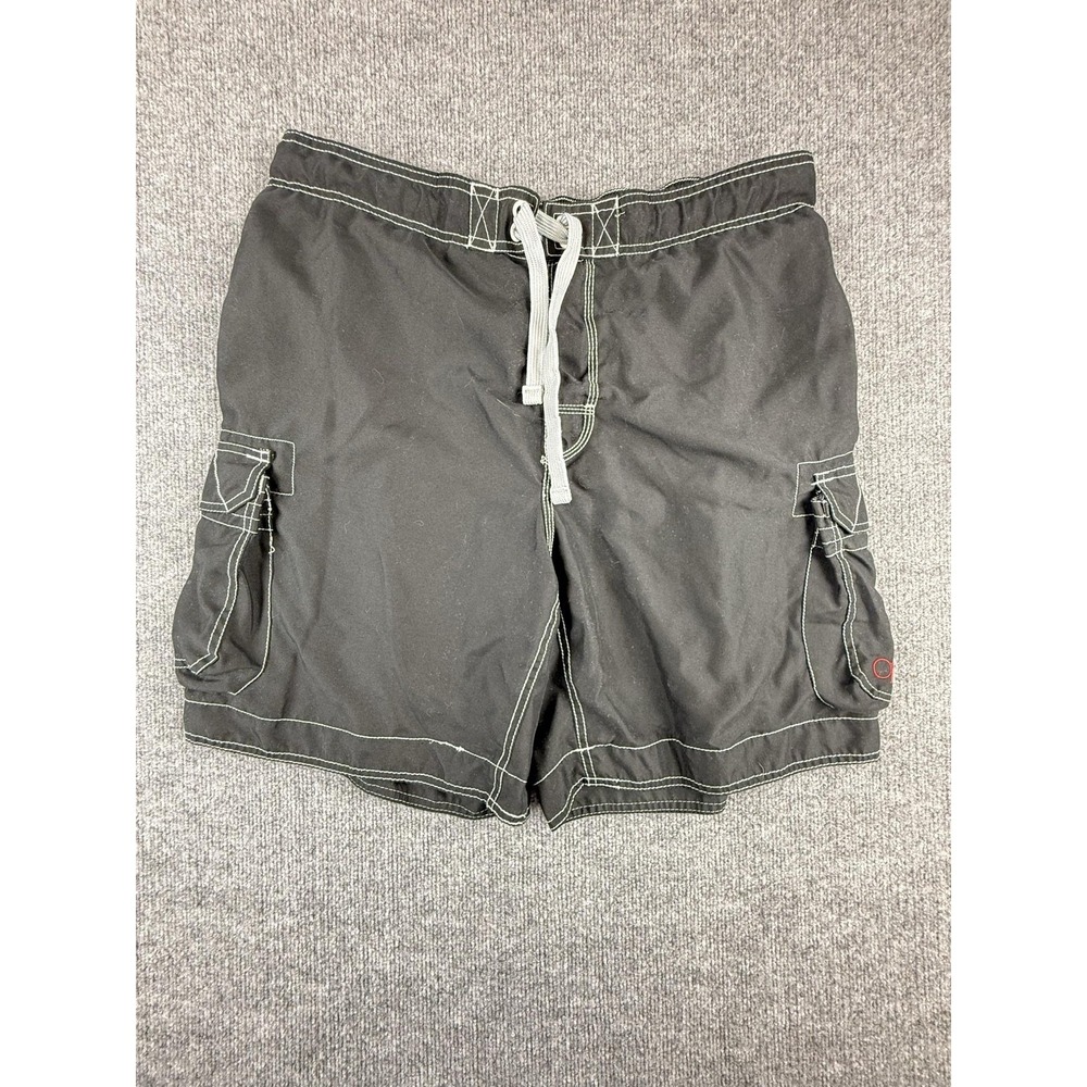 Op Swim‎ Trunks Mens XL Black Red Stripe Board Shorts Drawstring Lined VTG